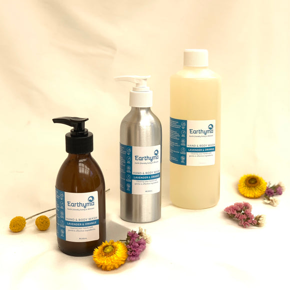 Hand & body wash (500ml refill $9.50/glass $8.50/aluminium $9.50)